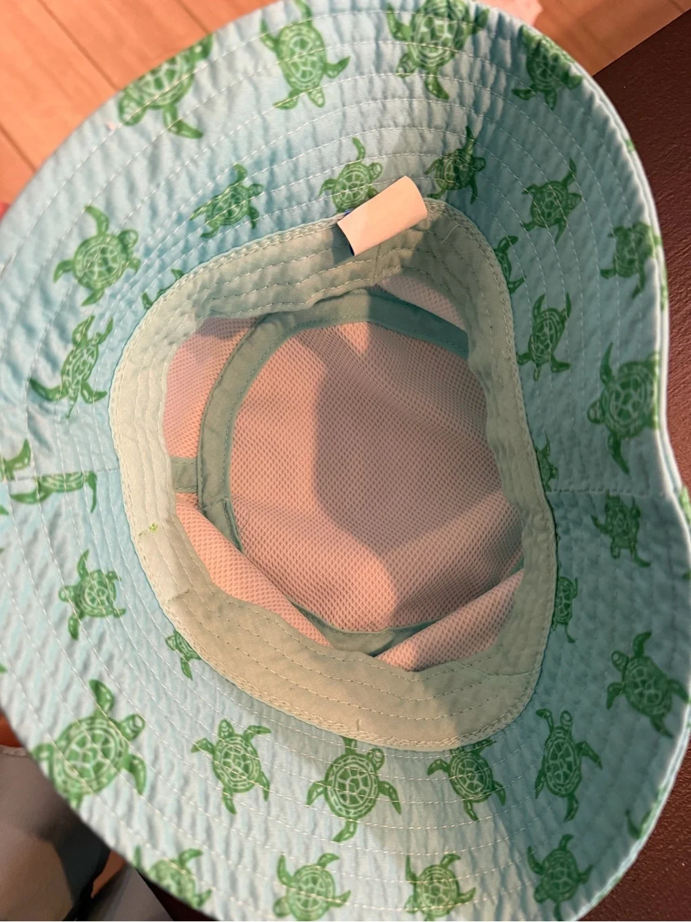 surf style Light Blue Bucket Hat with Green Turtle Print